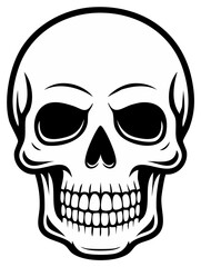 Obraz premium Striking detailed illustration of a human skull with dark eye sockets and grinning teeth