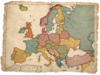 Old ragged Europe map on AI generated by PNG
