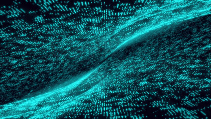 High definition 3D video about smart grid and connectivity. Combination of nature and technology in futuristic digital style in green neon color in abstract background