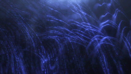 Animated cold blue color wavy abstract digital particle background, animation cyber or technology background