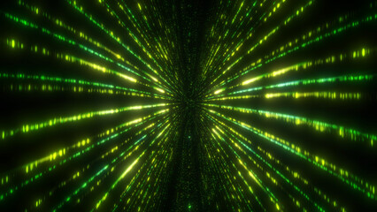 Fototapeta premium Green glowing neon lines abstract tech futuristic motion background. Seamless video animation 4K for party background