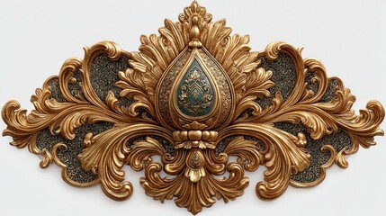 Golden Decorative Element Filigree Cut Out Transparent Background