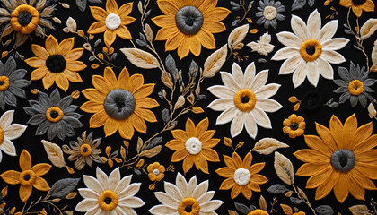 Top-Down View of a Handcrafted Floral Tapestry