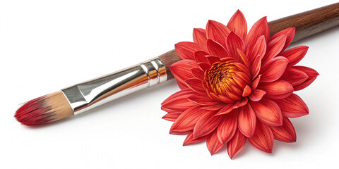 red flower and tassel on a white background