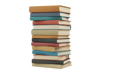 Books stack isolated on white transparent background, Different Colors Books Stacked PNG 