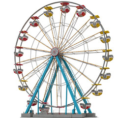 Giant Observation Wheel with Colorful Gondolas On Isolated Transparent Background


