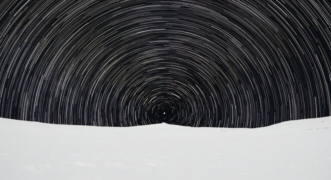 星空円環 雪山静寂 夜空美しく輝く. AI Generated