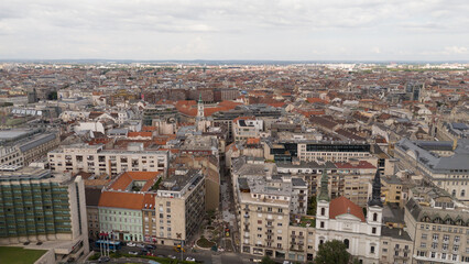 Fototapeta premium Aerial photo of Budapest, Hungary. Beautiful architecture and busy city view from above