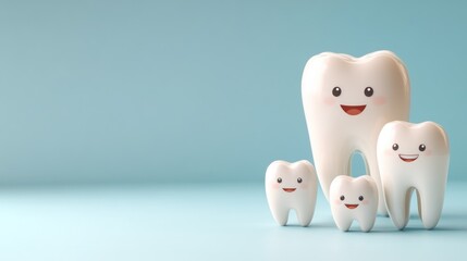 Happy tooth characters for dental health awareness and education
