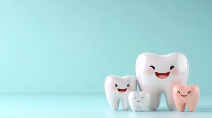 Cartoon tooth family dental health and hygiene illustration