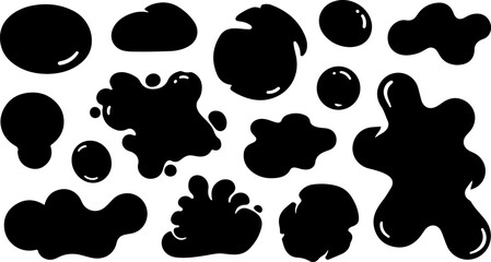 Fototapeta premium Abstract Black Ink Blots: A Collection of Irregular Shapes, Vector Graphic Design Elements for Modern Branding and Website Design.