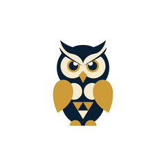 Fototapeta premium Geometric Style Cute Owl Bird Flat Vector Design
