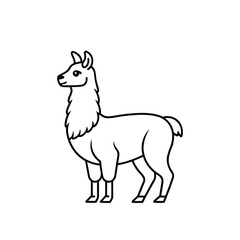Minimalist Vector Silhouette of a Llama Standing on All Fours — Stylized Black Animal Icon with Fluffy Mane, Upright Ears, and Simplified Anatomy
