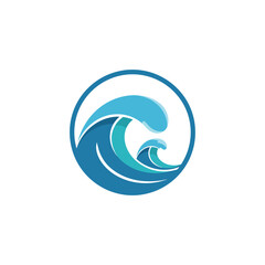 Fototapeta premium Modern Flat Style Blue Ocean Wave inside Circle Shape Illustration
