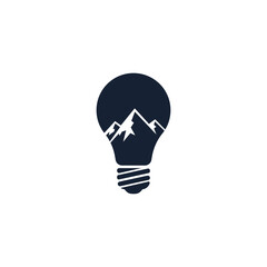 Fototapeta premium Modern Silhouette Mountain Inside Light Bulb Creative Idea Symbol