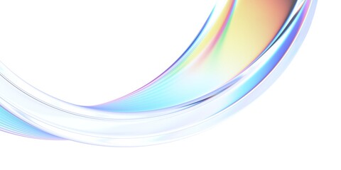 Abstract minimalist design, iridescent glass shape, 3d render