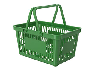 Green Plastic Shopping Basket Isolated on White
