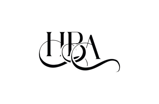 Initial HBA letter logo design. Elegant Monogram Logo Design with Decorative Elements and Typography