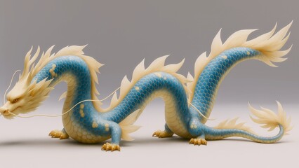 Fototapeta premium Full length dragon display showcasing intricate design and vibrant colors