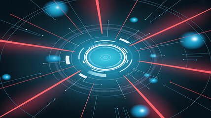 Futuristic digital technology radar screen with glowing green lines forming a tunnel pattern against a dark abstract background