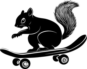 illustration of squirrel on skateboard
