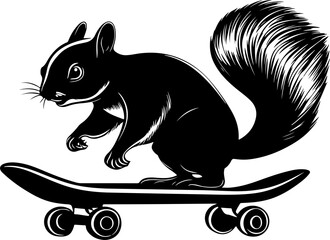 illustration of squirrel on skateboard