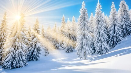 Fototapeta premium winter landscape with snow