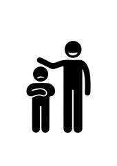 Silhouette of an Adult Patting a Child on the Head
