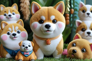 Playful Shiba Inu Decor with Adorable Toy Dog Designs and Cute Pet Companions