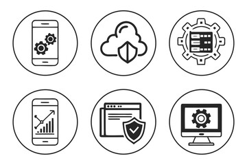 Technology and Data Security Icons Set.