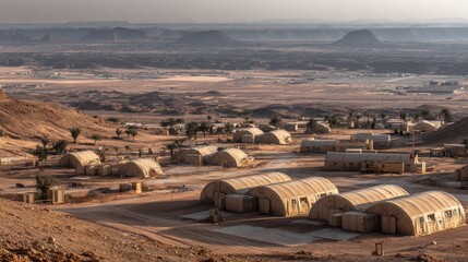 Desert military base serving as a strategic outpost in a harsh and arid environment