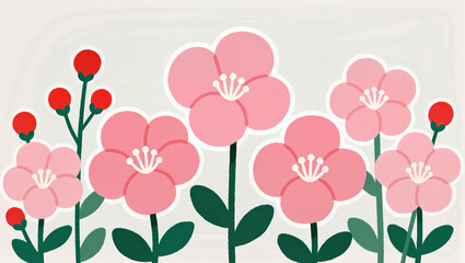 Blossoming flowers in soft pastel hues capture the essence of spring