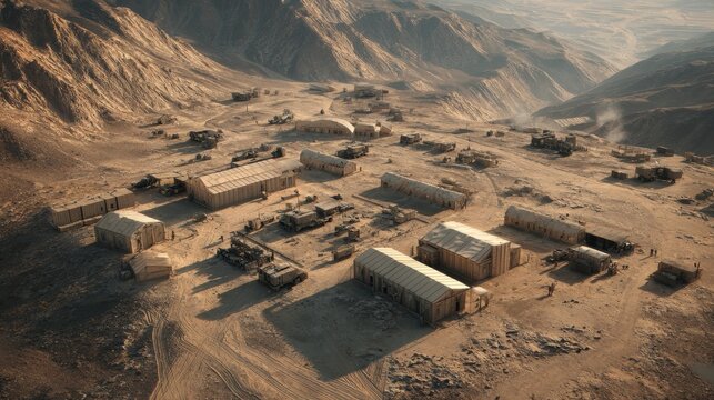 Desert military base  a strategic outpost in a harsh, arid landscape for defense operations