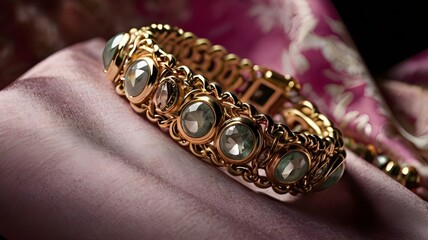 Elegant Gold Bracelet with Gemstone Settings