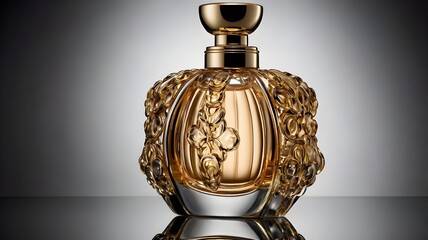 Elegant Perfume Bottle on Reflective Surface