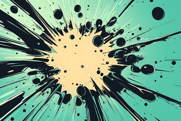 Blank Green Comic Background with Lightning Bolts for Dramatic Caption or Speech Bubble 