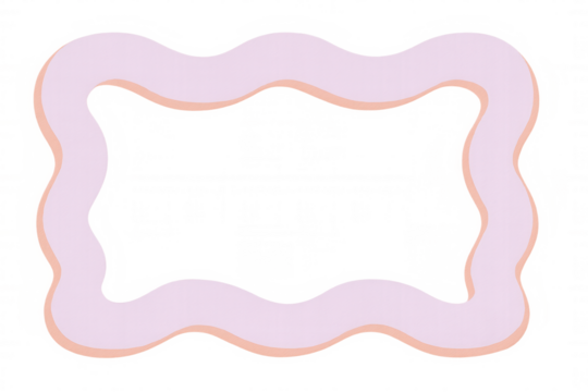 Pastel pink wavy border forming a decorative frame with transparent background, ideal for adding a touch of elegance and modernity to designs