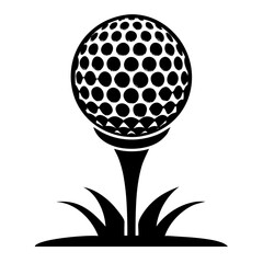 Fototapeta premium Golf Ball on Grass Flat Icon, Black & White, Transparent Background