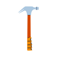 Claw hammer vector illustration. Modern nail puller tool with curved claw, repair tools builder mechanic plumber carpentry. Tool hammer stylized simple professional construction