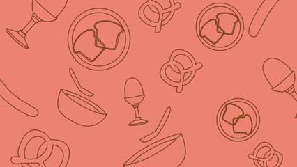 Pretzel and toast breakfast background