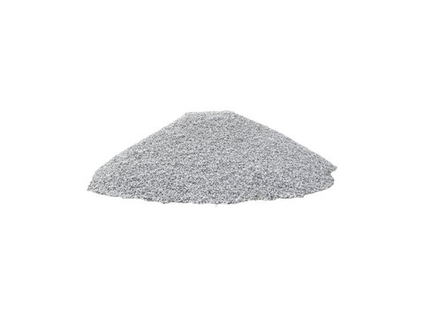 Pile of gray crushed gravel is isolated.