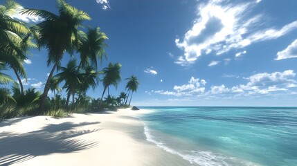 tropical beach with palm tree