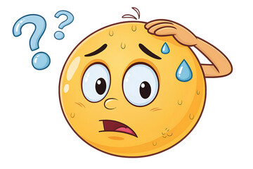 Fototapeta premium Puzzled emoji emoticon scratching its head On AI generated by PNG