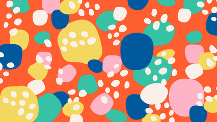 Colorful abstract blob art red background