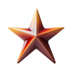 Fototapeta premium Glossy Red and Orange 3D Star; Abstract Festive Design Element; Premium Quality Render. Transparent background