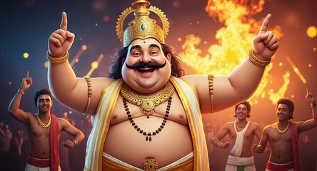 King Mahabali (Maveli) in Festive Onam Celebration &ndash; Kerala Culture and Tradition  " ai generator "
