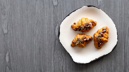 Plate of Hazelnut Chocolate Croissants