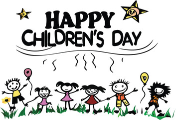 Fototapeta premium Colorful greeting card for happy children's day 2025