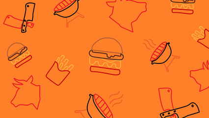 Burger grill and cow background
