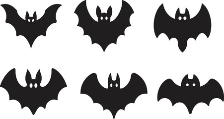 bats silhouettes for Halloween. spooky bat silhouette set. Vector illustration